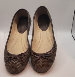 Coach Brown Woven Flats with Bow